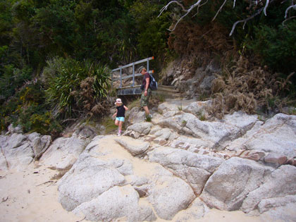 Near the end of a 10km coastal walk - Florence hadn't asked to be carried once but did have a good supply of chocolate to keep her energy levels up!