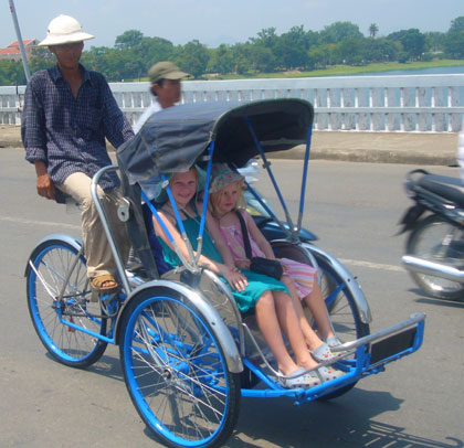 With no Tuk Tuks in Vietnam the girls favourite mode of transport has become the cyclo.
