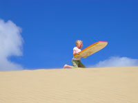 Loads of fun hurtling down the dunes. However, keep your mouth closed and wear tight pants, particularly for the longer rides otherwise you end up with a mouthful and knickers full of sand.......not pleasant!