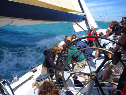 On the main winches. Bart and Dave. Auckland harbour.